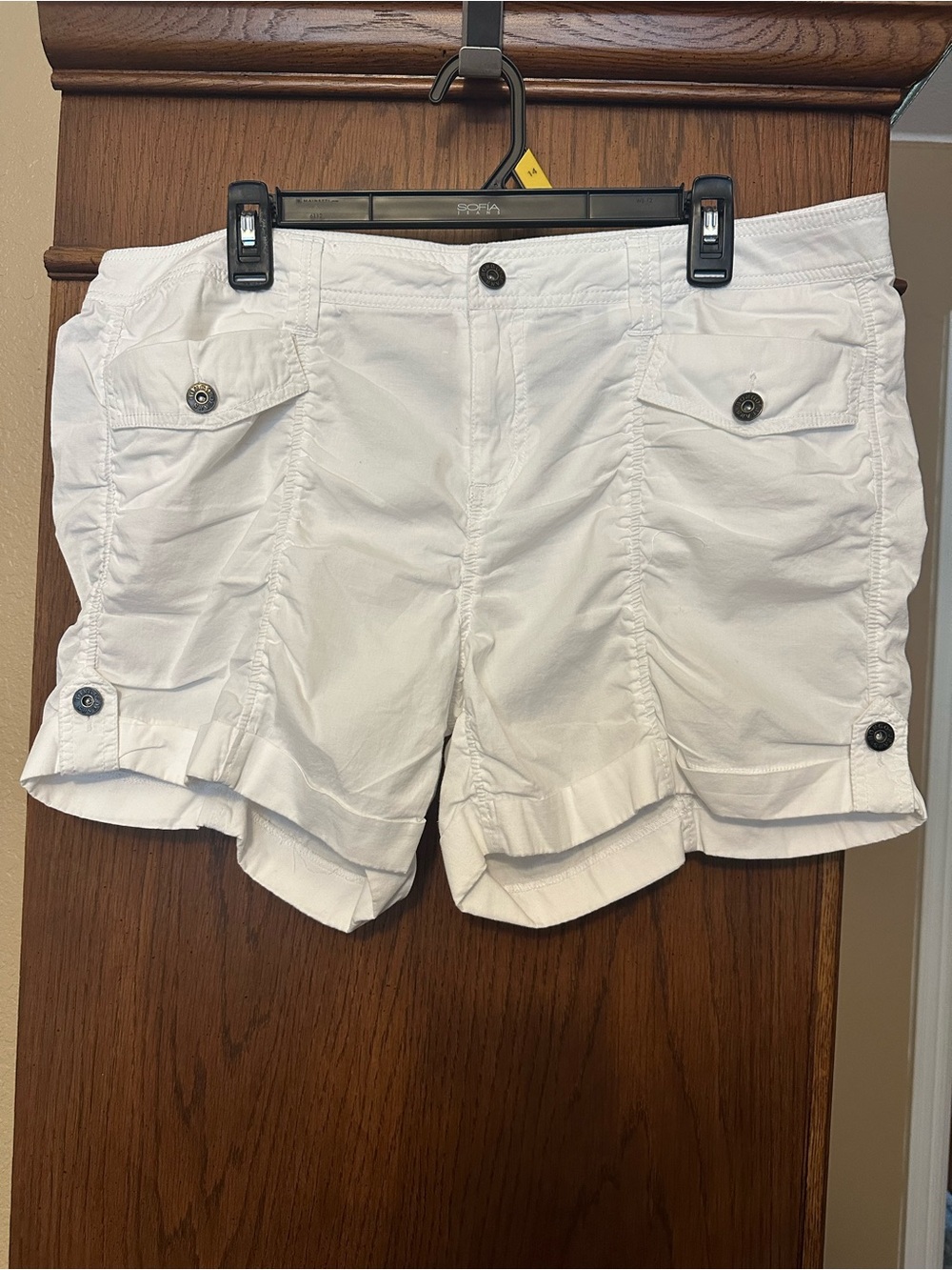BONGO White Women's Cargo Shorts with Buttoned Flap Pockets